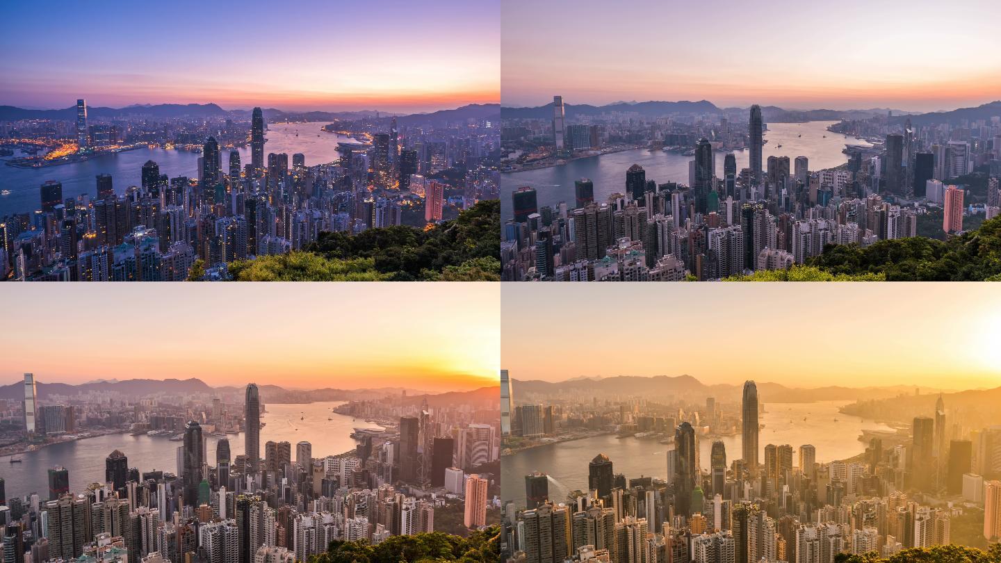 香港昼夜时间推移城市景观城市生活中国