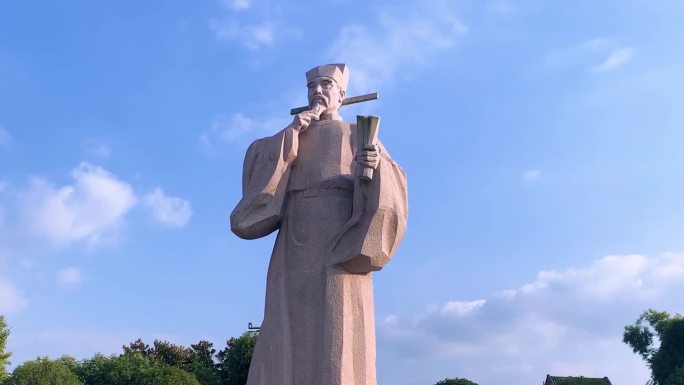 实拍江西吉安永丰永叔公园欧阳修雕像