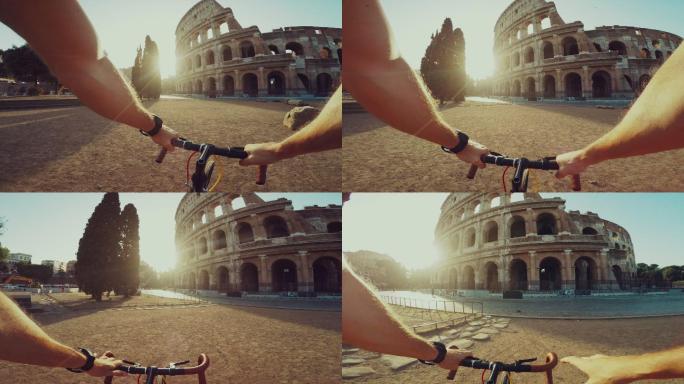 罗马竞技场的自行车视角