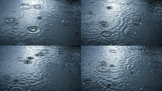 涟漪雨滴超慢动作雨水下雨湖泊