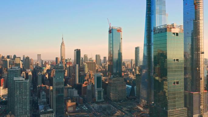 航拍纽约摩天大楼现代都市金融科技城市发展