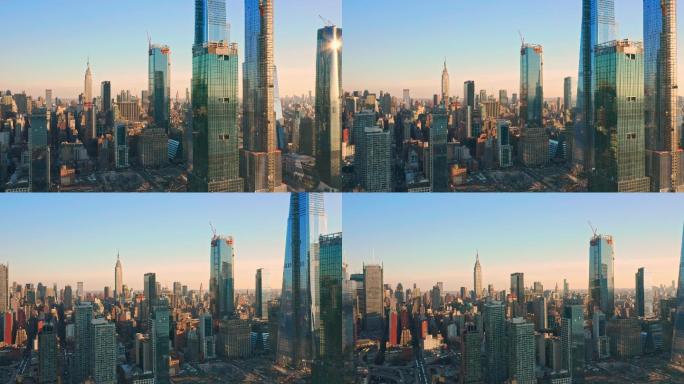 航拍纽约摩天大楼现代都市金融科技城市发展