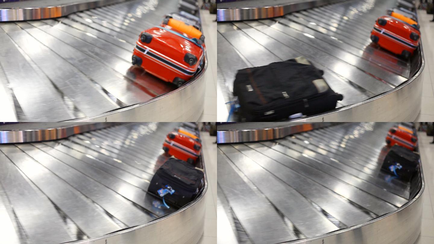行李在机场靠运送带运送。