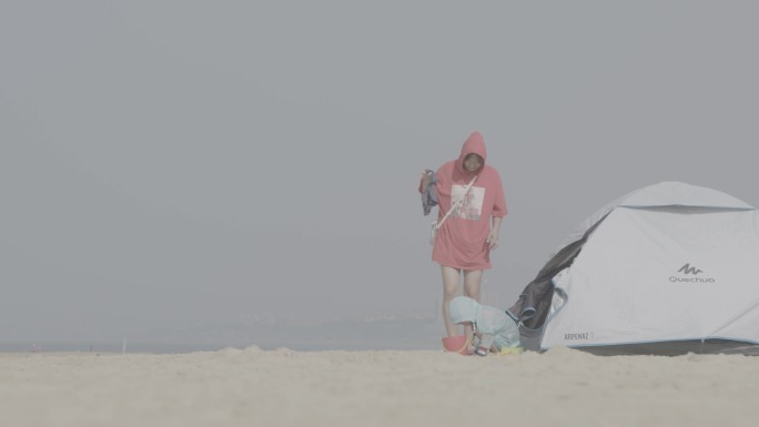 索尼电影机4k实拍海滨休闲人（灰片）