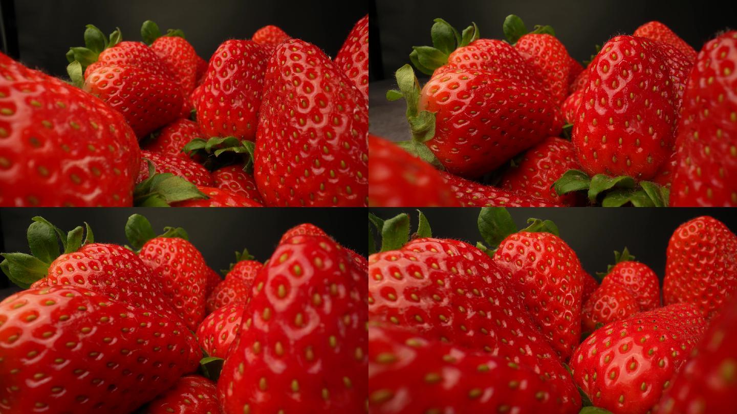4K草莓穿梭红润饱满草莓果汁