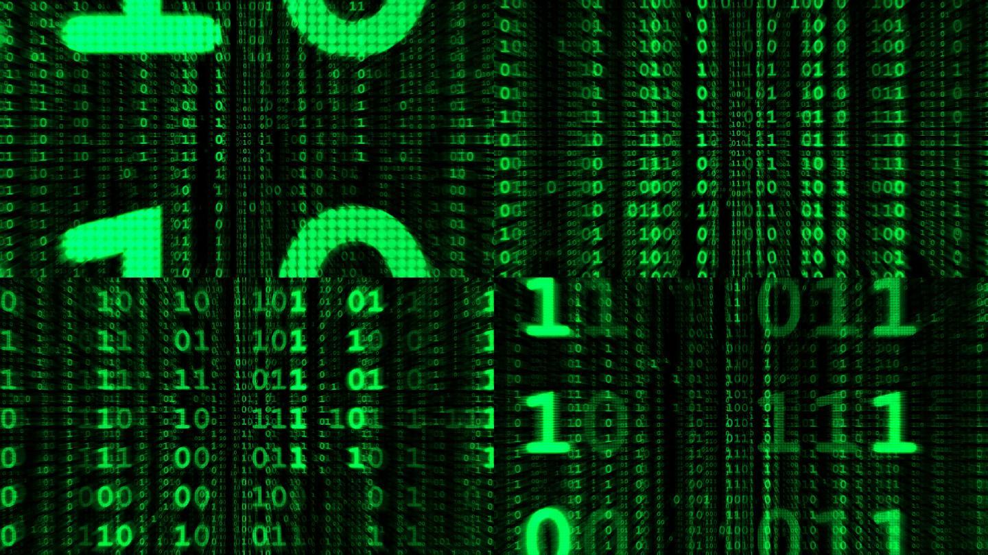 二进制矩阵绿色代码黑客帝国可视化编码