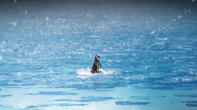 企鹅冰雪消融实拍视频冰冷冰川