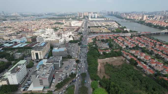 广州迎宾路城市交通建筑航拍最新