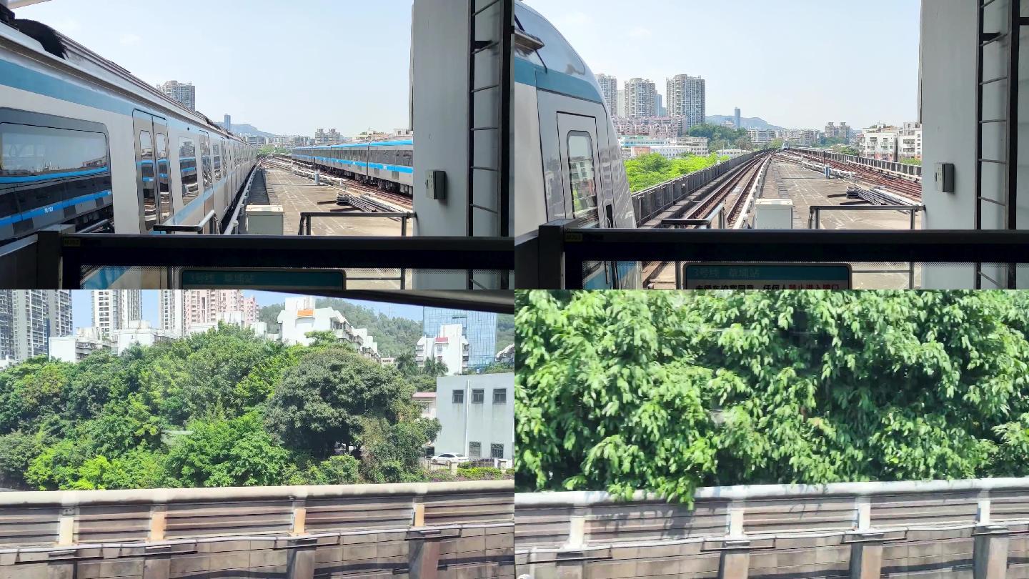 深圳地铁站地铁列车高架站乘坐地铁轨道交通