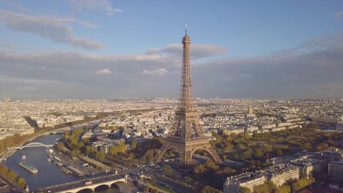 埃菲尔铁塔鸟瞰图地标城市俯瞰全景