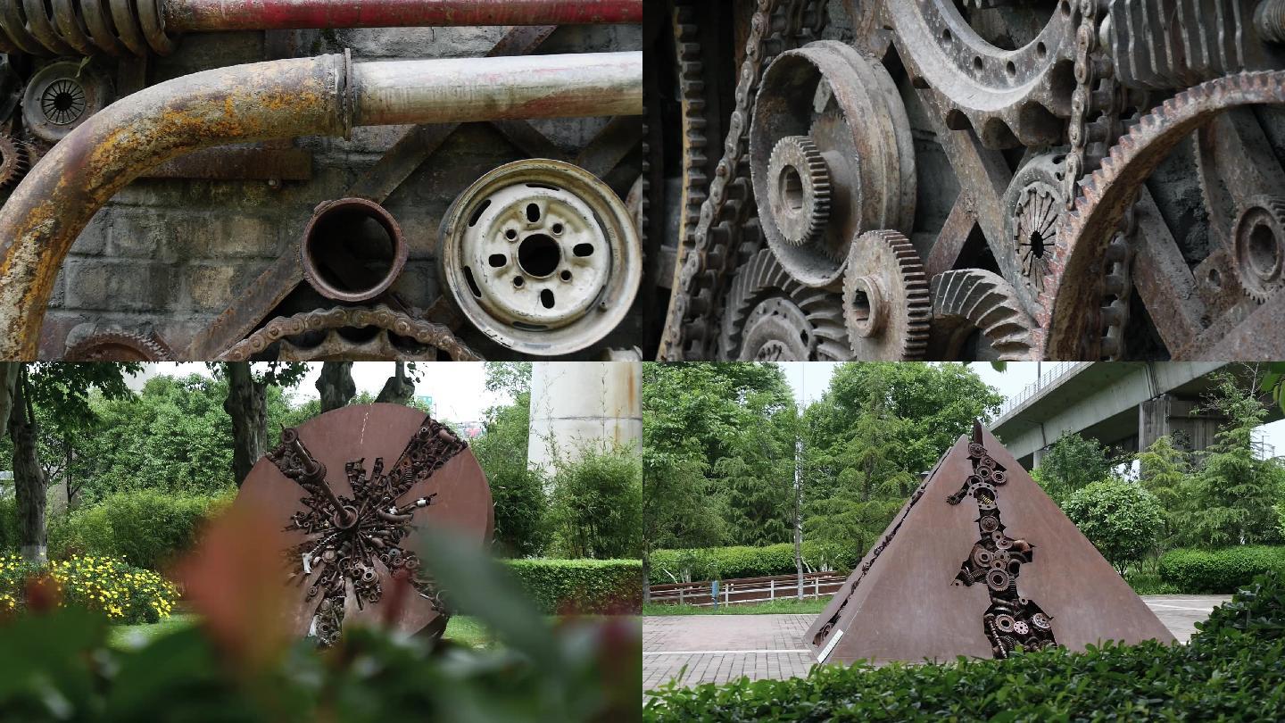 钢铁工业风格齿轮雕塑