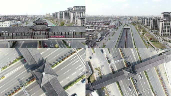 扬州广陵区开发路隧道天桥航拍4k空镜
