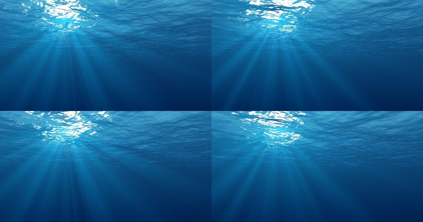 水下阳光光线丁达尔之光波动流动