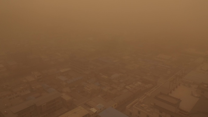 沙尘暴袭击陕北榆林老街