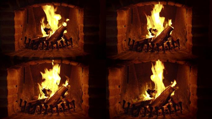 壁炉里木头燃烧