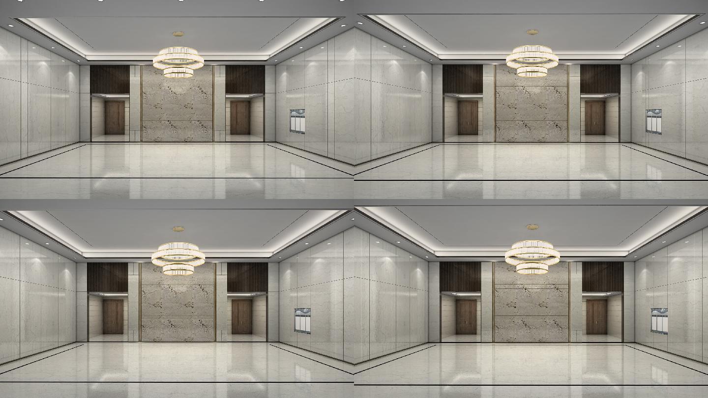 高端大堂进电梯间万能三维素材入户大堂