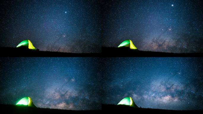 银河下发光的帐篷延时4K银河系星云