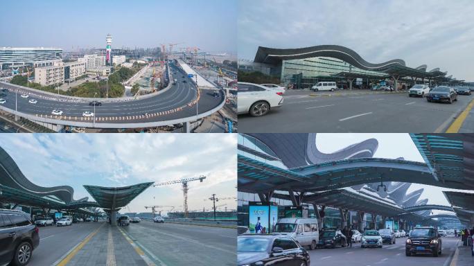 4k分辨率杭州萧山国际机场高架路车流延时
