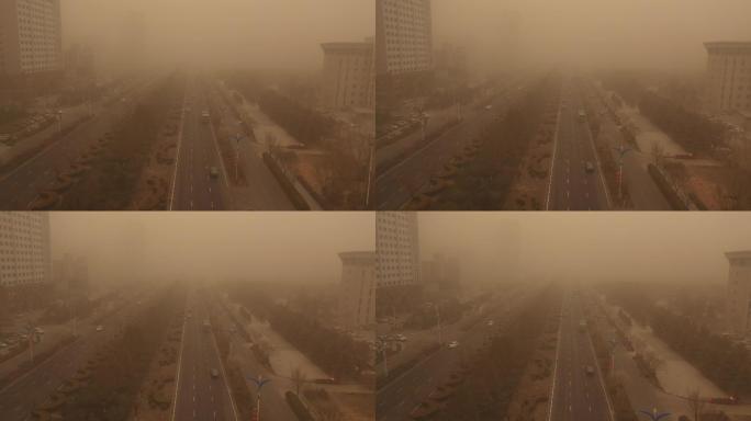 沙尘暴侵袭陕北榆林高新技术开发区
