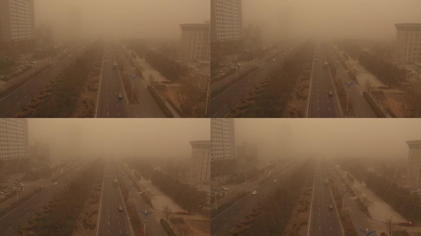 沙尘暴侵袭陕北榆林高新技术开发区