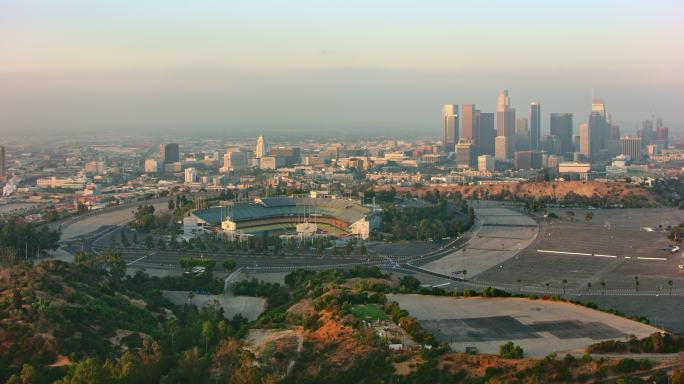 洛杉矶市区的空中全景