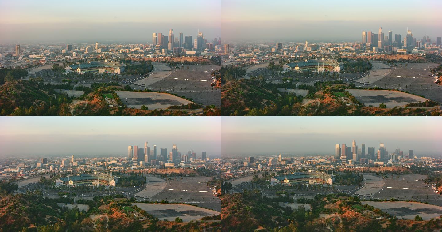 洛杉矶市区的空中全景