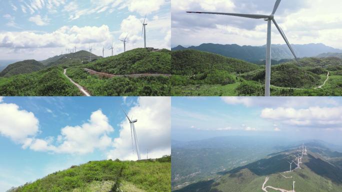 4K航拍大山风力发电