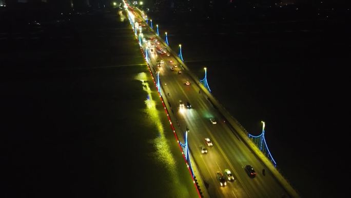 020低空航拍咸阳桥夜景咸阳渭河桥夜景