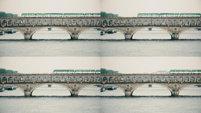 塞纳河上贝西大桥的地铁列车