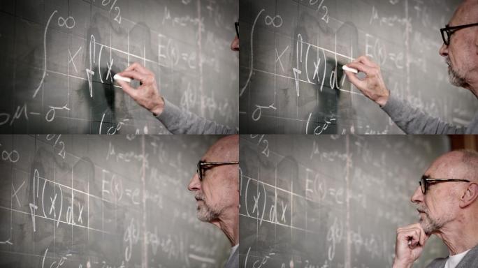 教授在黑板上写字数学家微积分高校老师