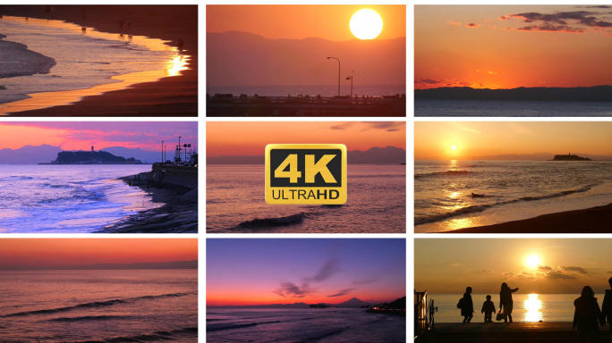 4K海边日落海滩夕阳