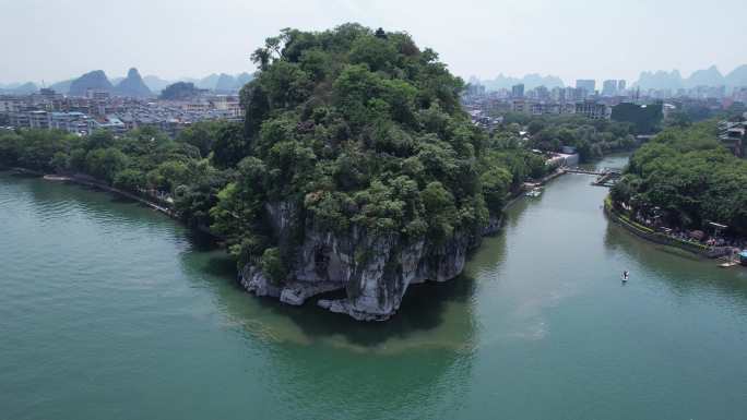 五一节桂林漓江风景区游船游客多镜头航拍