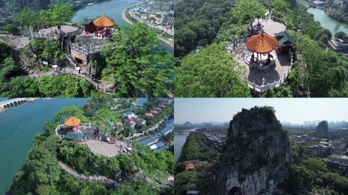 五一节桂林叠彩山和伏波山风景区山顶游客