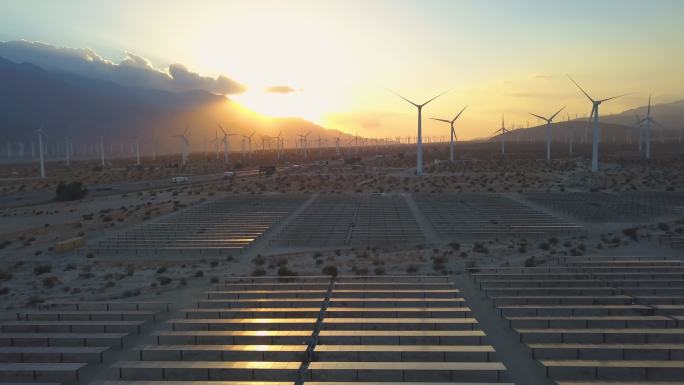 风力涡轮机和太阳能电池板