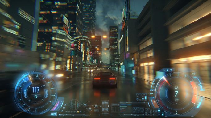 3d电子游戏现代城市坐着