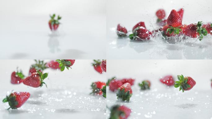 草莓在水面上弹跳
