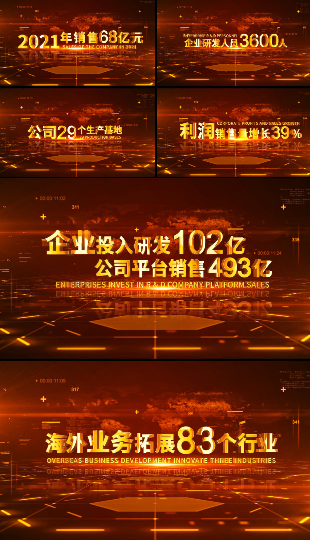 红色科技数据文字AE模版