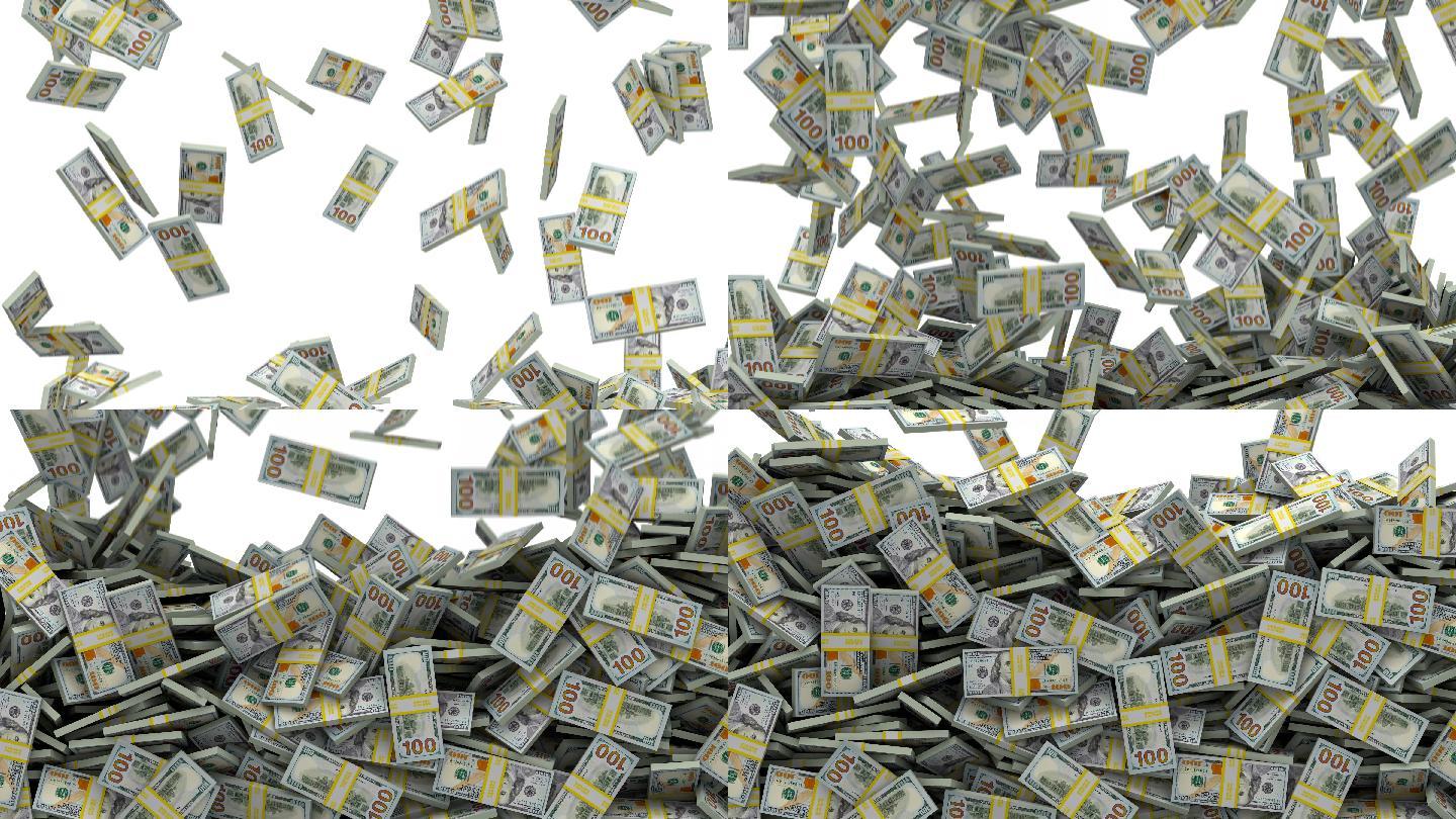 新的一百美元钞票堆成一堆