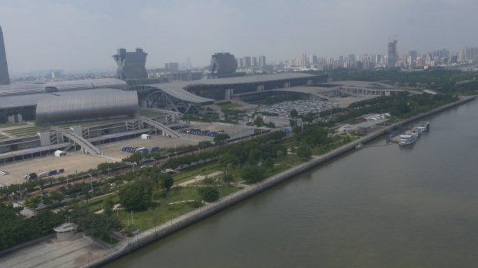 广州琶洲会展中心大气航拍4K原素材