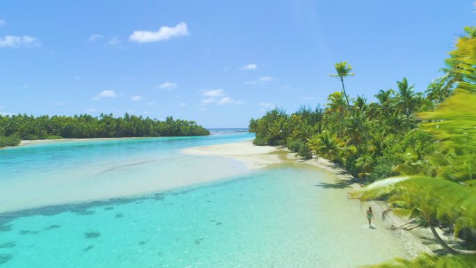 航拍海滩碧海蓝天碧海白沙