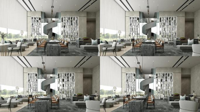 3d动画现代会所酒店大堂-A21