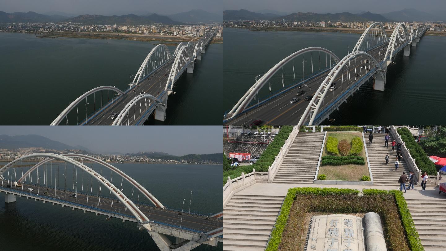 潮州金山大橋大氣寫意航拍4k原素材_3840x2160_高清視頻素材下載(編號