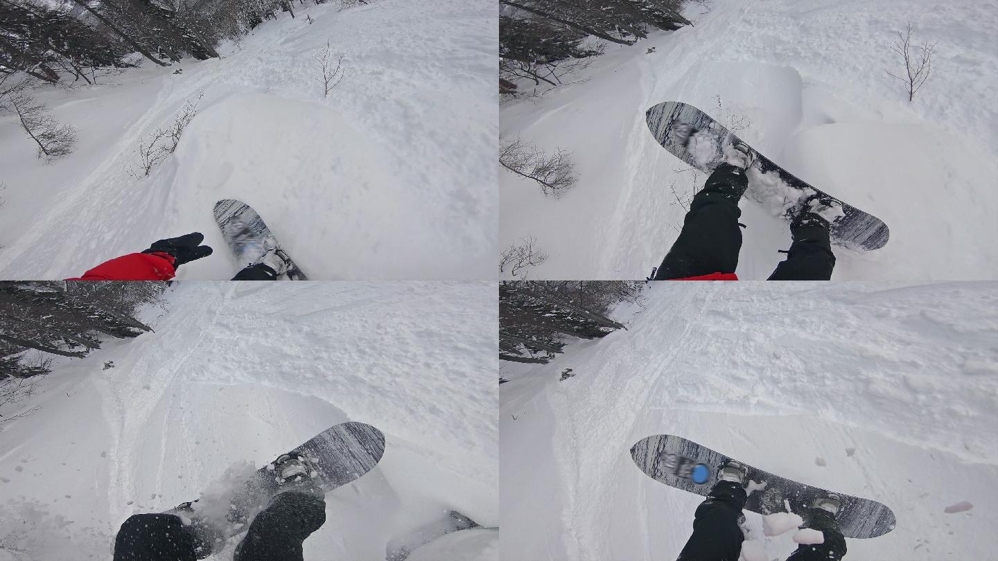 滑雪滑雪第一人称视角滑雪摔跤森林滑雪