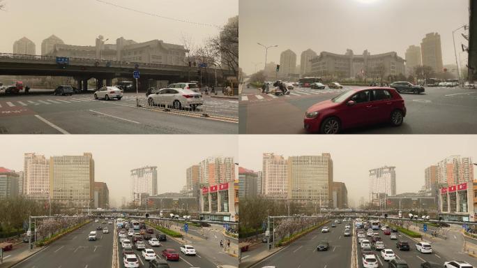 原创拍摄北京都市雾霾沙尘暴天气