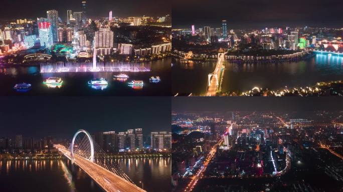 柳州夜景航拍延时