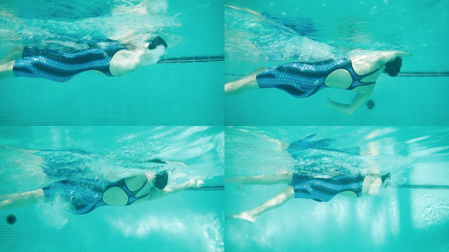 运动员练习仰泳