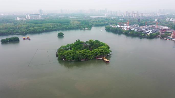 嘉兴南湖红船湖心岛航拍4k