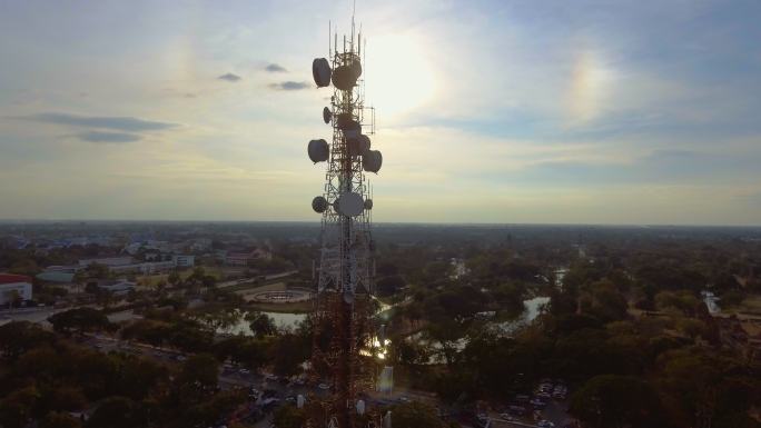 城市电信鸟瞰图通信工程全球通信