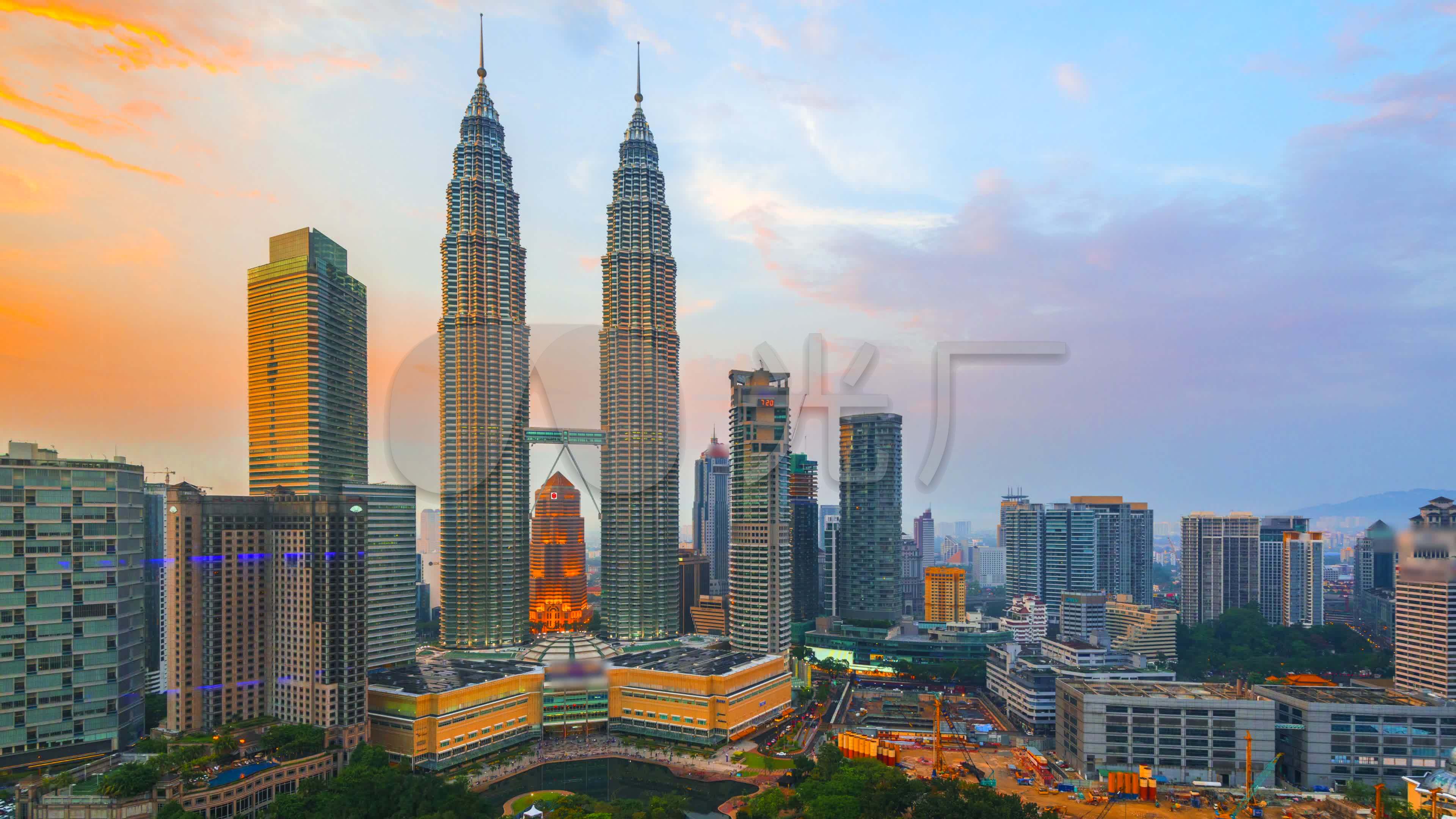 壁纸 马来西亚，吉隆坡，摩天大楼，城市，灯光，黄昏 5120x2880 UHD 5K 高清壁纸, 图片, 照片