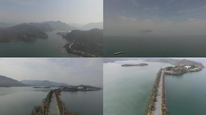 太平湖风景安徽高清航拍【灰度拍摄】